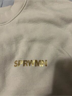 SPRWMN Cream Crewneck Sweater with Gold Logo